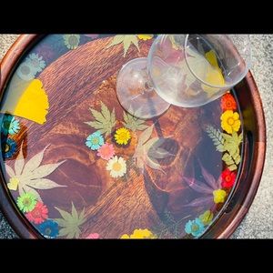 Resin handmade floral tray